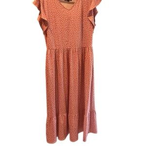 Polka Dot Ruffle Sleeve Dress Size XL